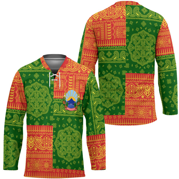 North Macedonia Hockey Jersey Flag And Paisley Basic Style 1