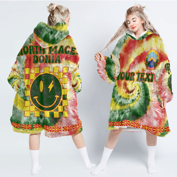 North Macedonia Hoodie Blanket Custom Tie Dye Style 1