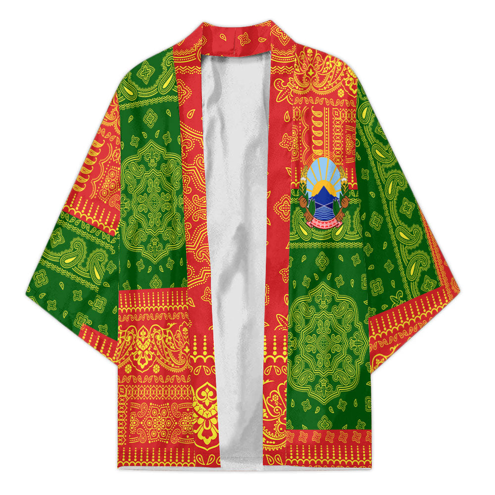 North Macedonia Kimono Flag And Paisley Basic Style 2