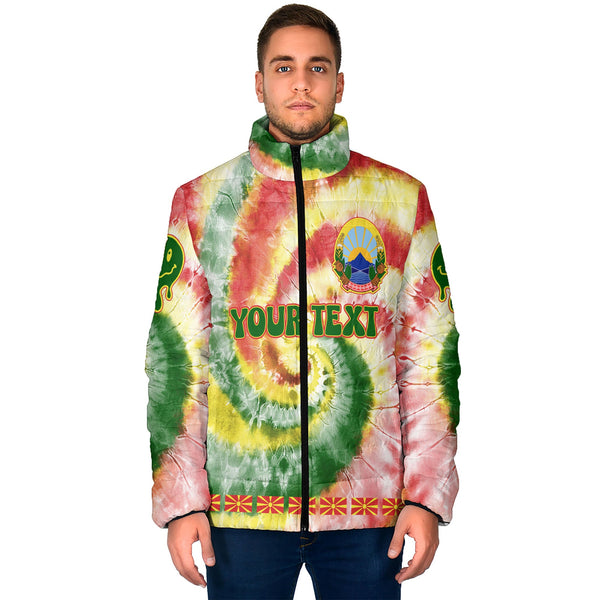 North Macedonia Men Padded Jacket Custom Tie Dye Style 1