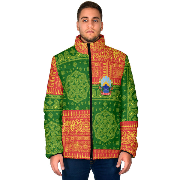 North Macedonia Men Padded Jacket Flag And Paisley Basic Style 1