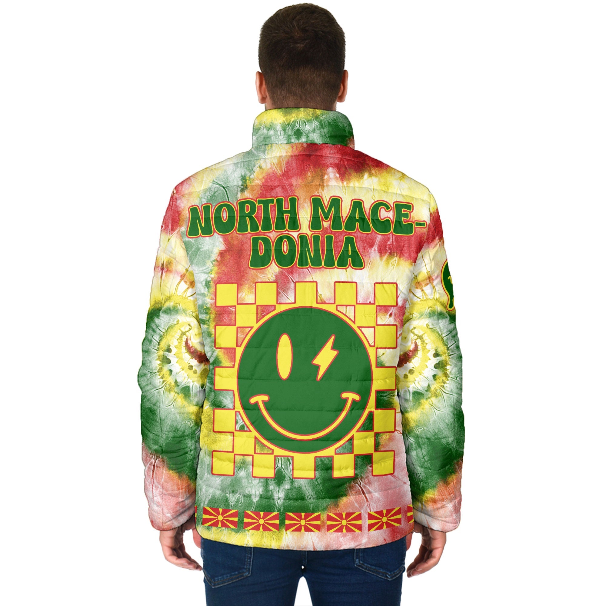 North Macedonia Men Padded Jacket Custom Tie Dye Style 2