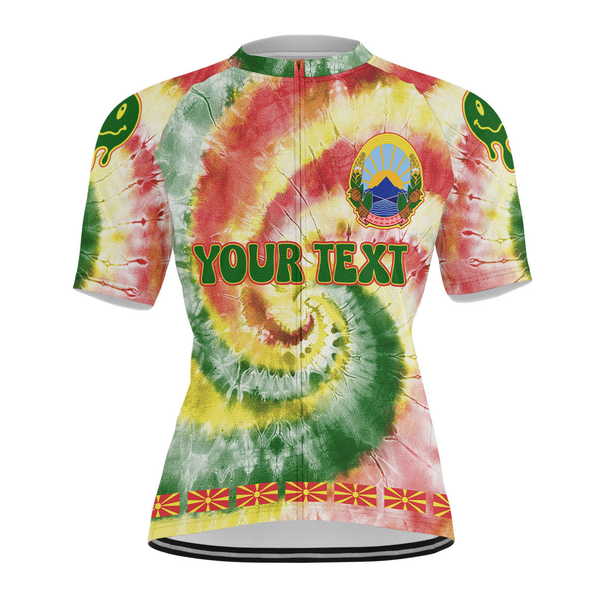 North Macedonia Men Cycling Jersey Custom Tie Dye Style 1