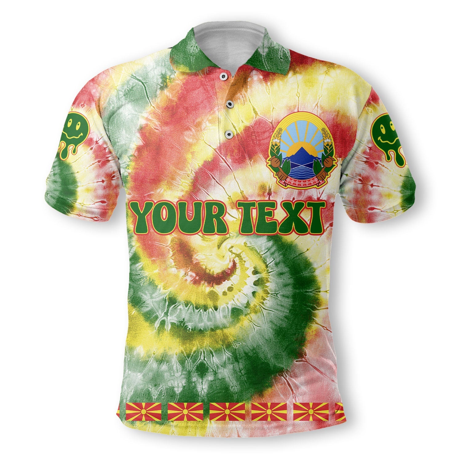 North Macedonia Polo Shirt Custom Tie Dye Style 2