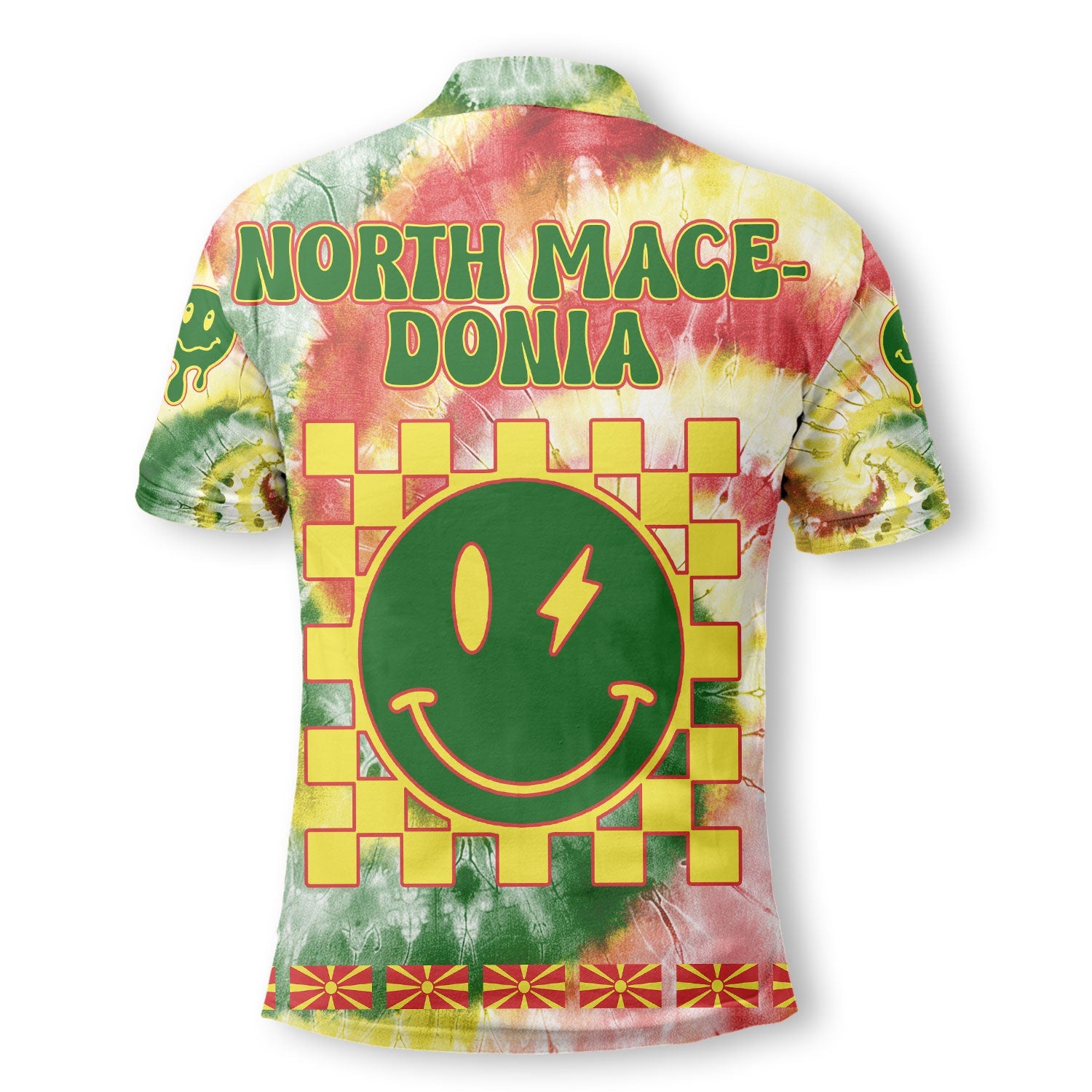 North Macedonia Polo Shirt Custom Tie Dye Style 3