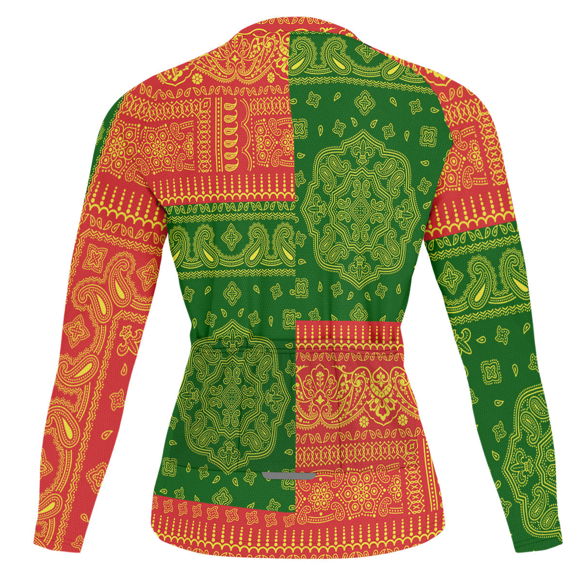 North Macedonia Raglan Men Cycling Jersey Long Sleeve Flag And Paisley Basic Style 2