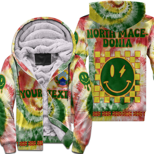 North Macedonia Sherpa Hoodie Custom Tie Dye Style 1