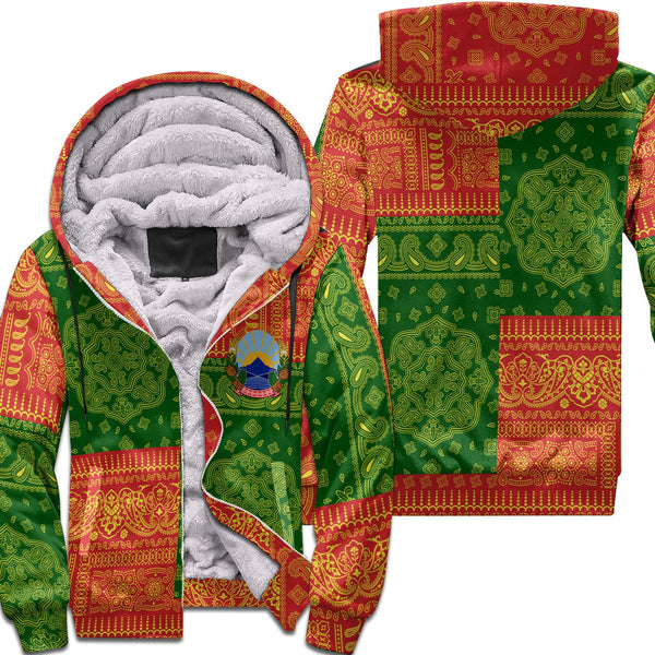 North Macedonia Sherpa Hoodie Flag And Paisley Basic Style 1