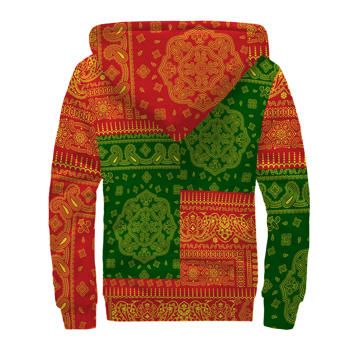 North Macedonia Sherpa Hoodie Flag And Paisley Basic Style 2