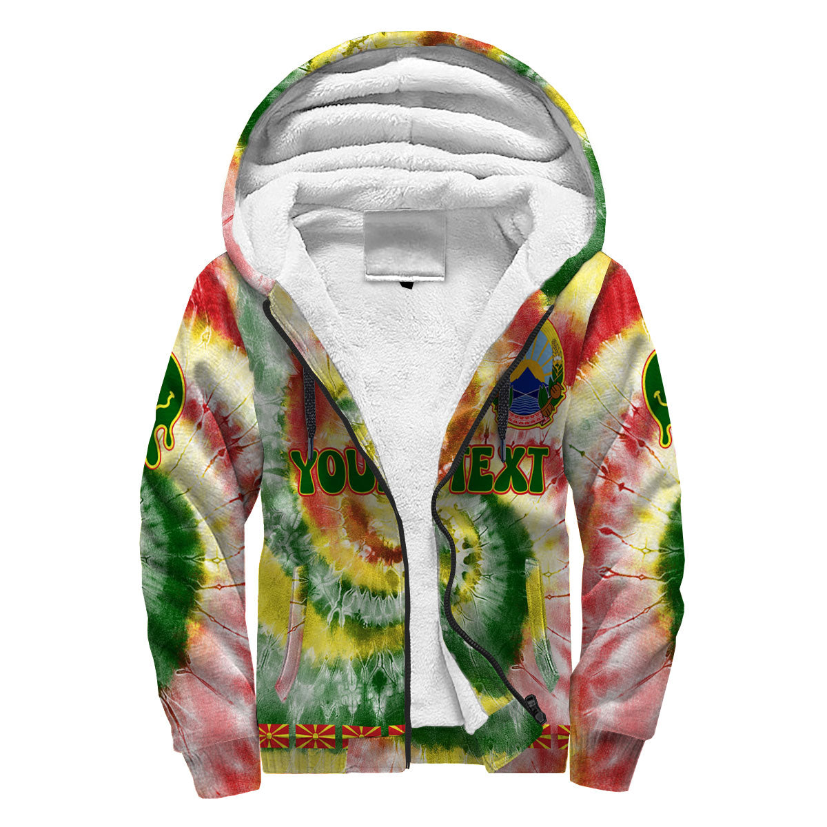 North Macedonia Sherpa Hoodie Custom Tie Dye Style 3