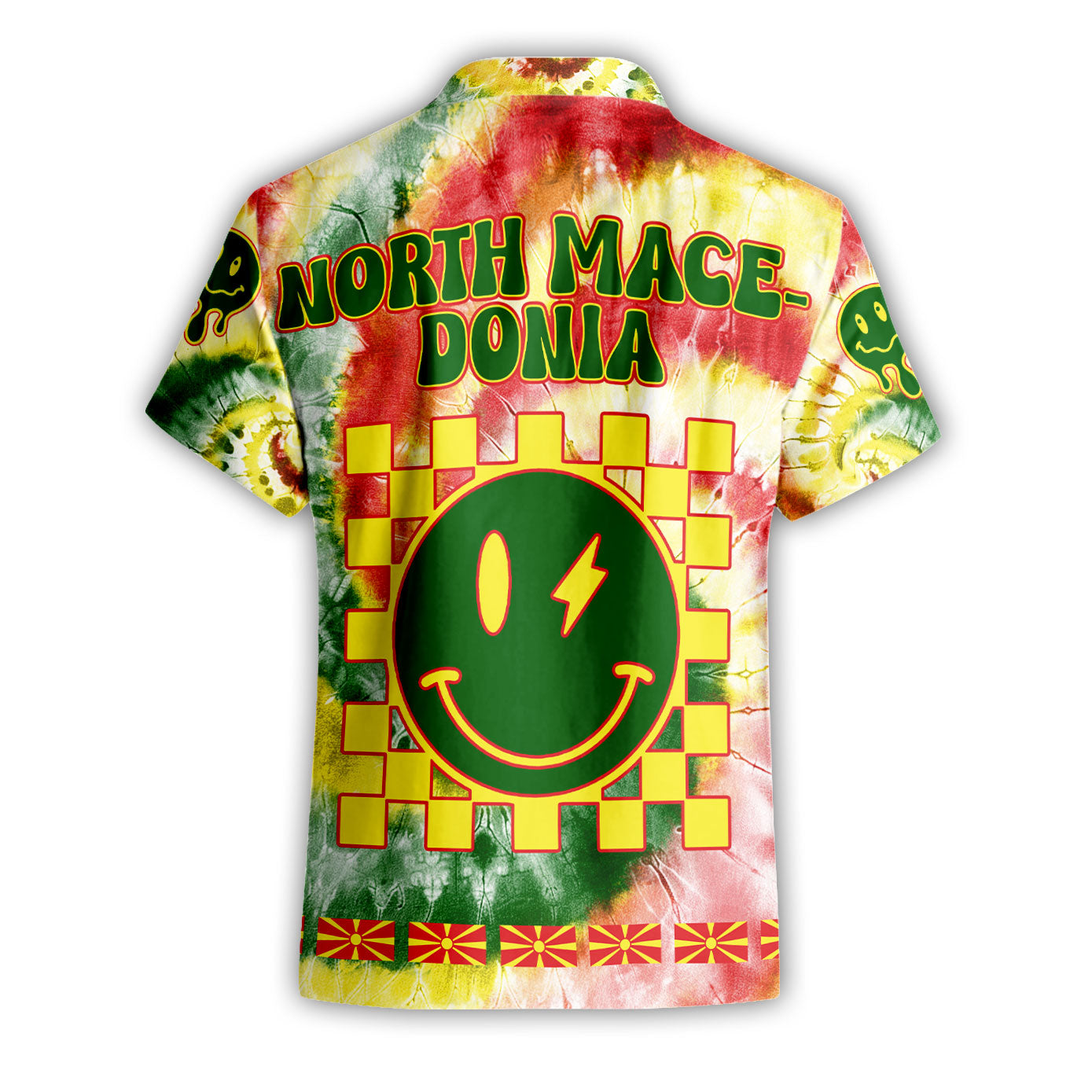 North Macedonia Short Sleeve Shirt Custom Tie Dye Style 2