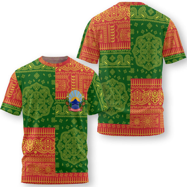 North Macedonia T Shirt Flag And Paisley Basic Style 1