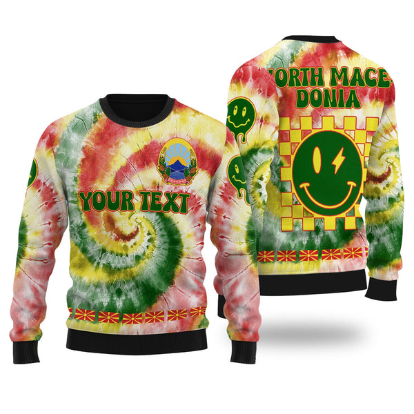 North Macedonia Ugly Sweater Custom Tie Dye Style 1