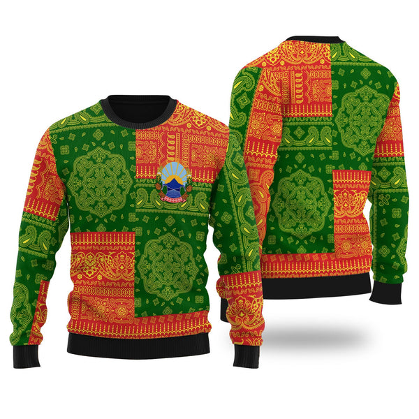 North Macedonia Ugly Sweater Flag And Paisley Basic Style 1