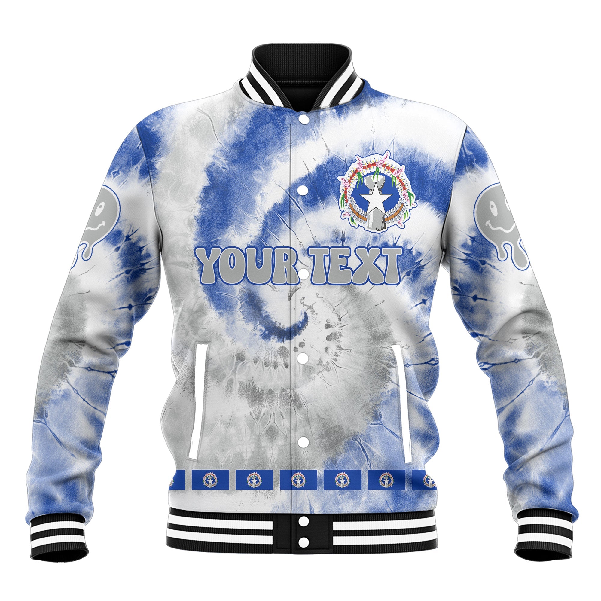 Northern Mariana Islands Baseball Jacket Custom Tie Dye Style 2