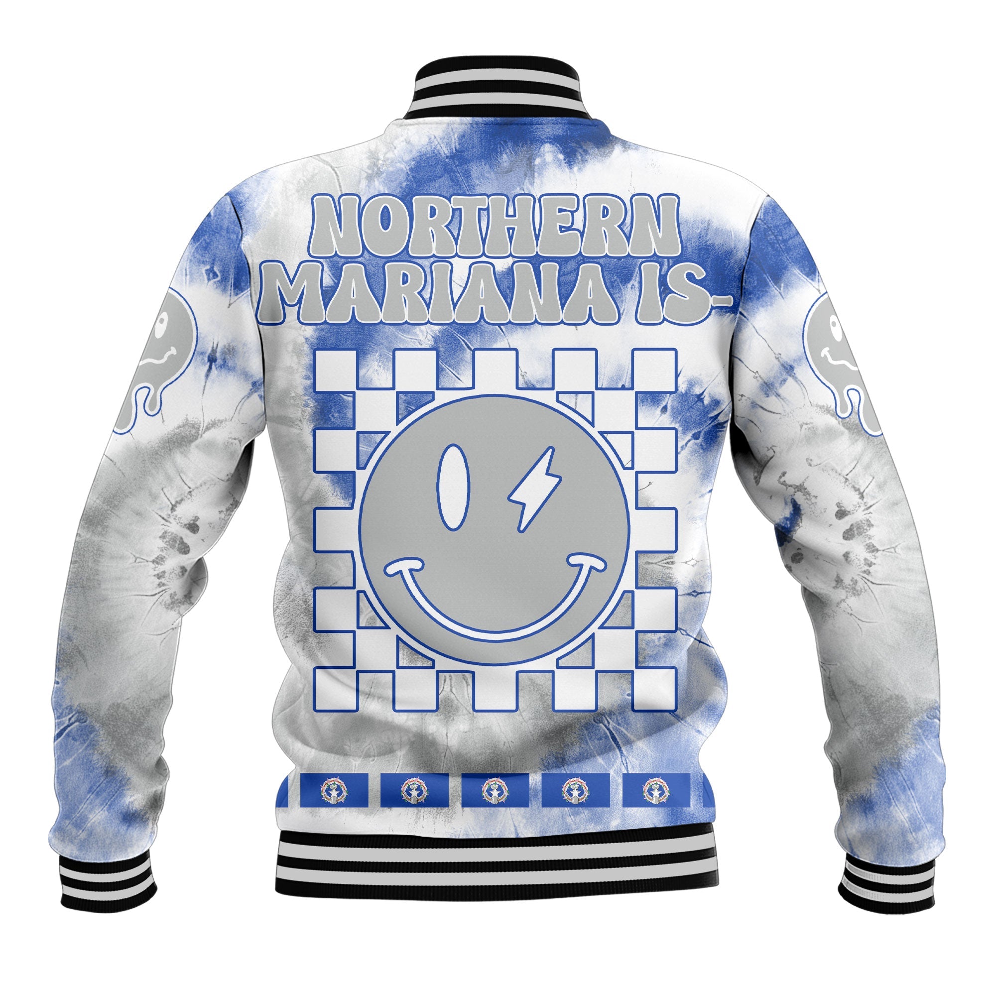 Northern Mariana Islands Baseball Jacket Custom Tie Dye Style 3