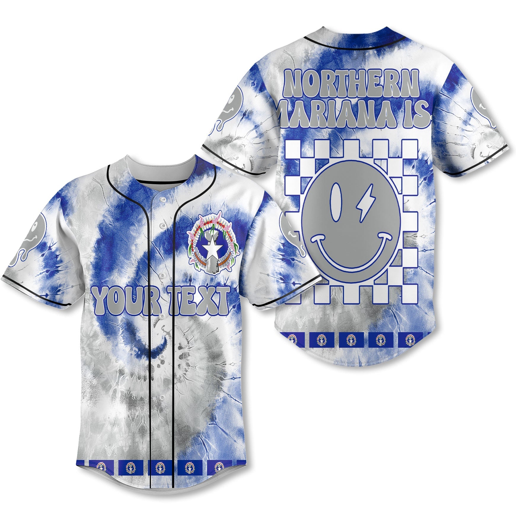 Northern Mariana Islands Baseball Jersey Custom Tie Dye Style 1