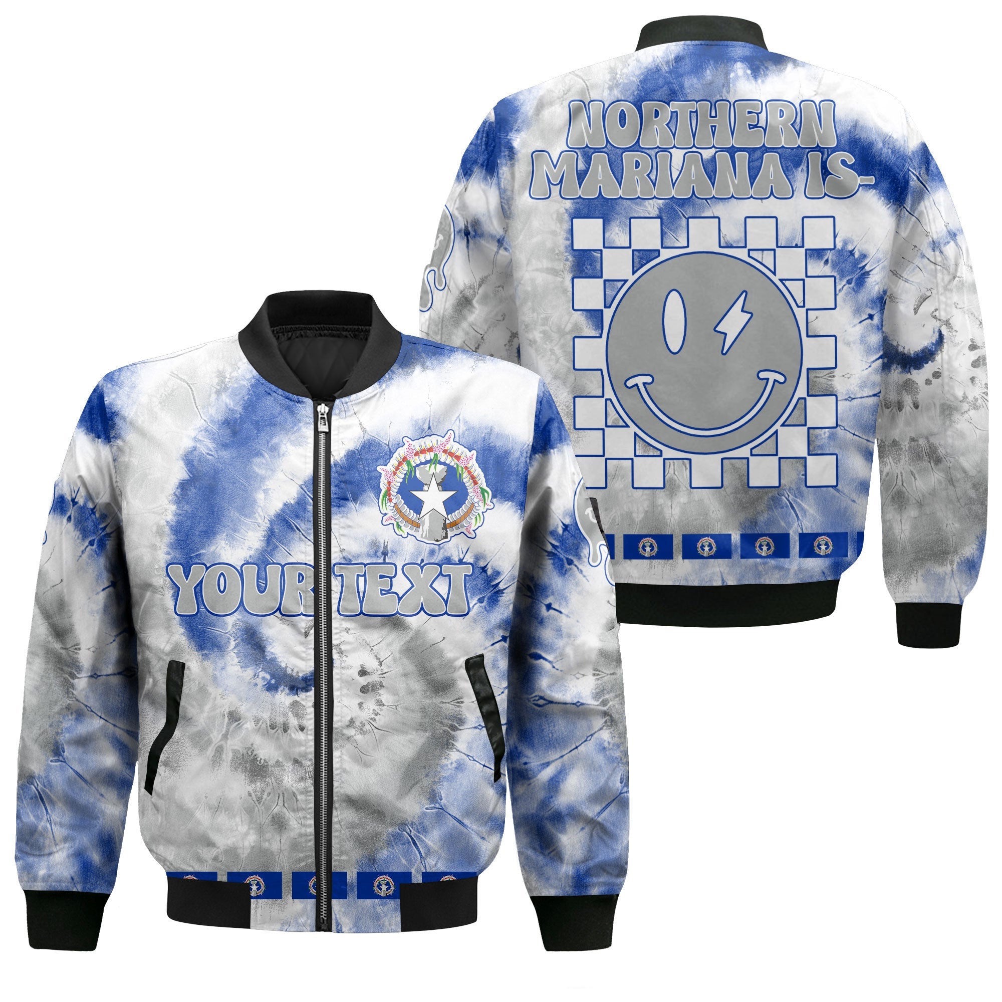 Northern Mariana Islands Bomber Jacket Custom Tie Dye Style 1