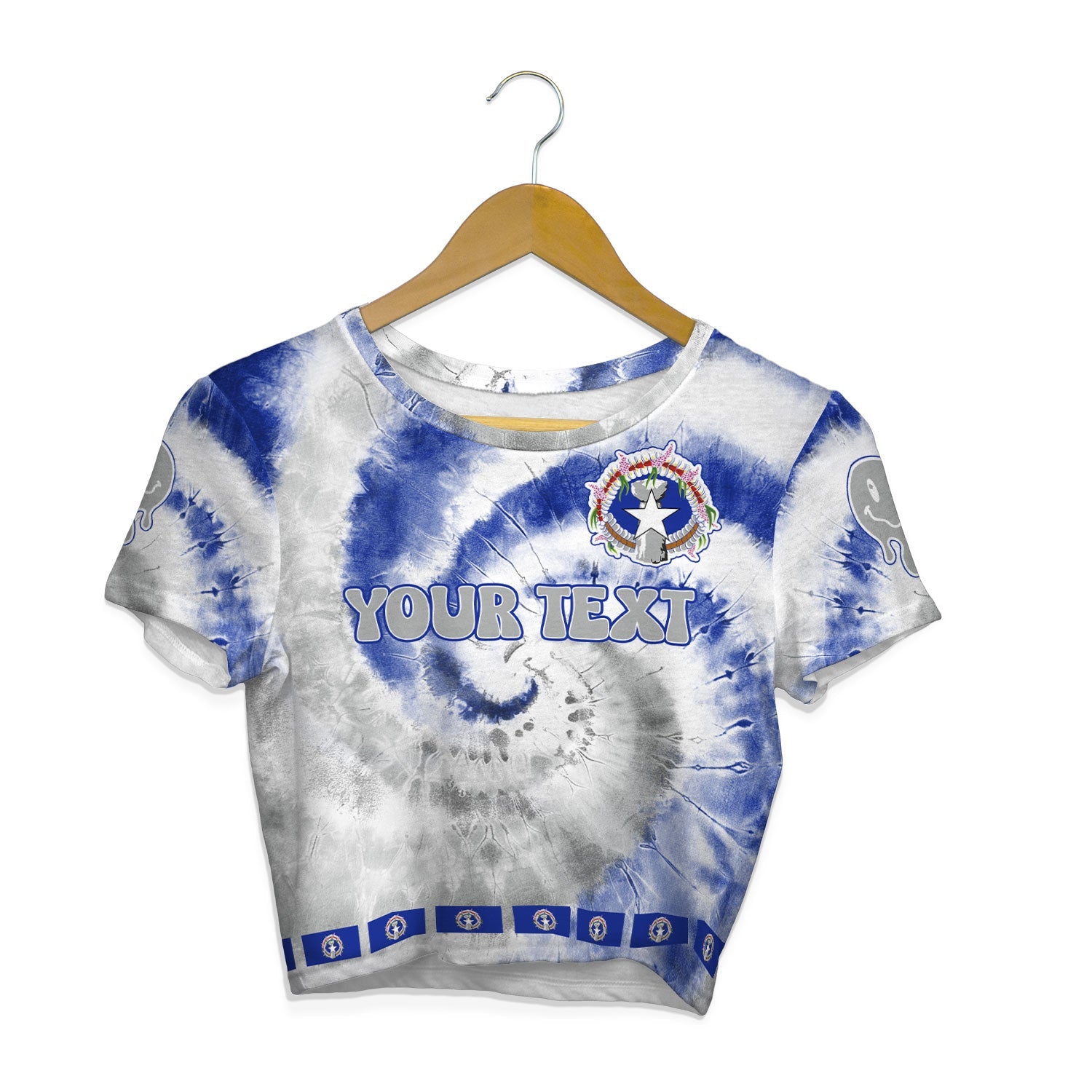 Northern Mariana Islands Croptop T Shirt Custom Tie Dye Style 1