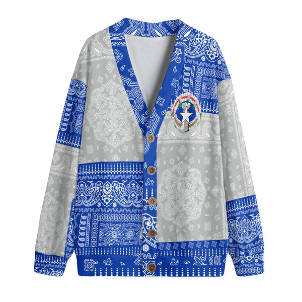 Northern Mariana Islands Fleece Cardigan Flag And Paisley Basic Style 1