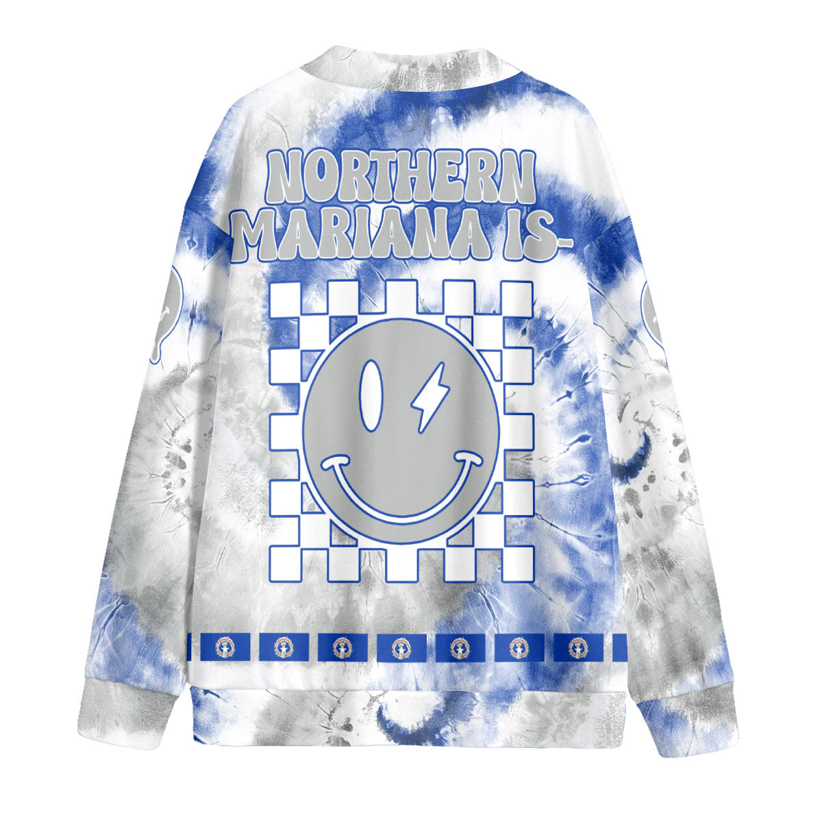 Northern Mariana Islands Fleece Cardigan Custom Tie Dye Style 2