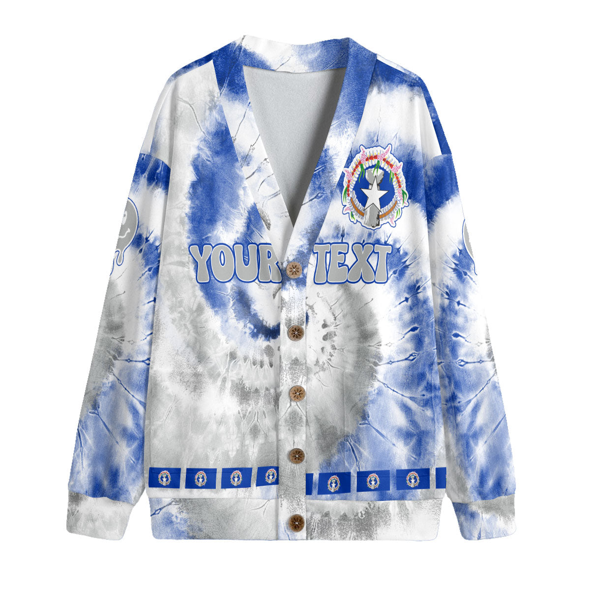 Northern Mariana Islands Fleece Cardigan Custom Tie Dye Style 4