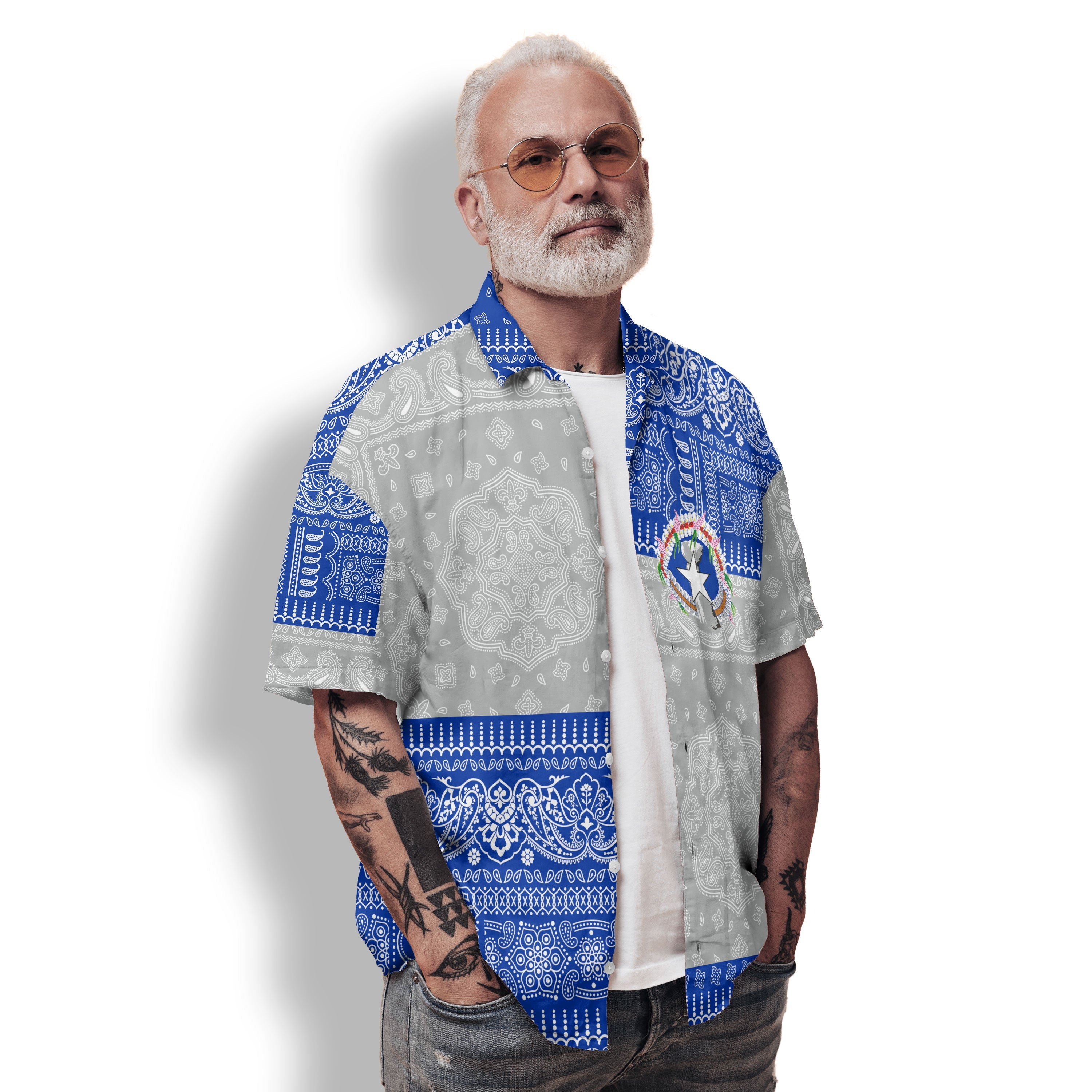 Northern Mariana Islands Hawaiian Shirt Flag And Paisley Basic Style 2