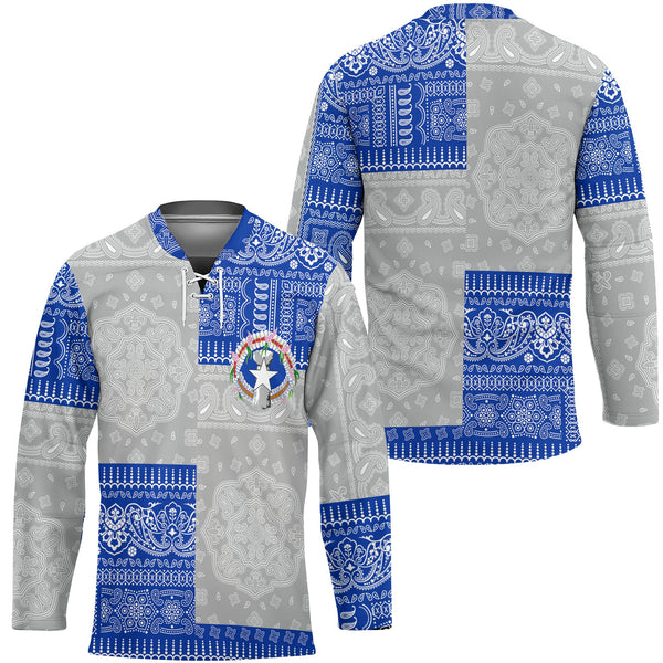 Northern Mariana Islands Hockey Jersey Flag And Paisley Basic Style 1