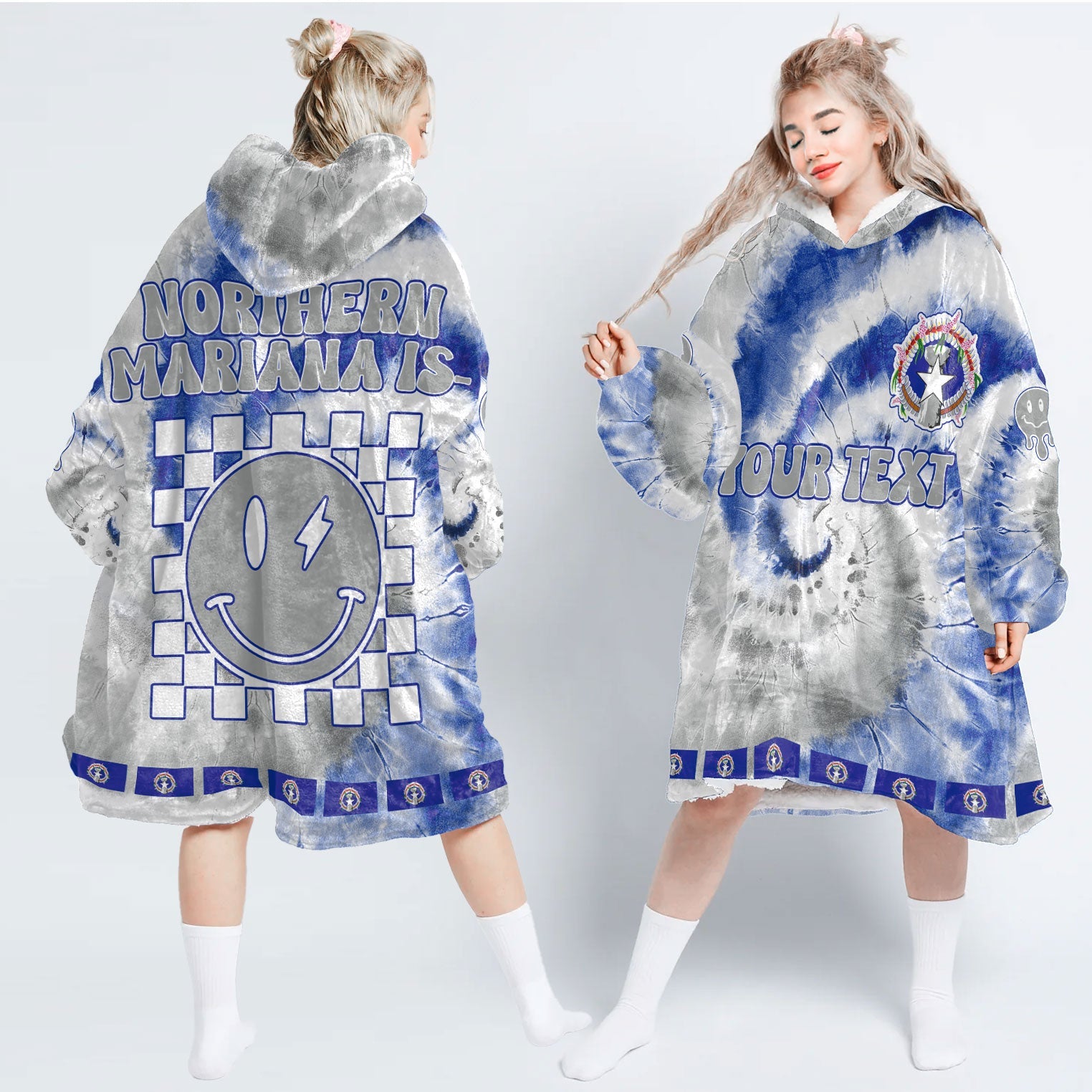 Northern Mariana Islands Hoodie Blanket Custom Tie Dye Style 1