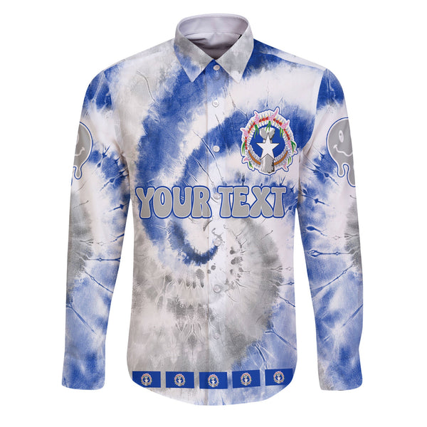 Northern Mariana Islands Long Sleeve Button Shirt Custom Tie Dye Style 1