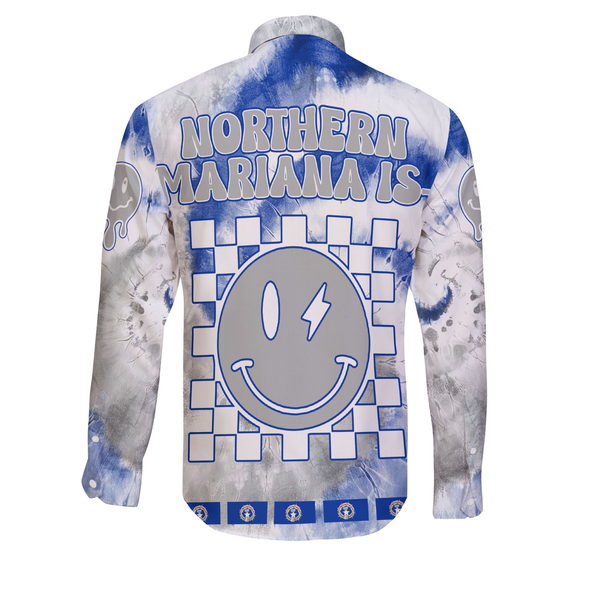 Northern Mariana Islands Long Sleeve Button Shirt Custom Tie Dye Style 2