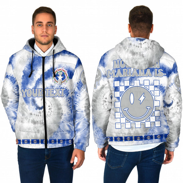 Northern Mariana Islands Men Hooded Padded Jacket Custom Tie Dye Style 1