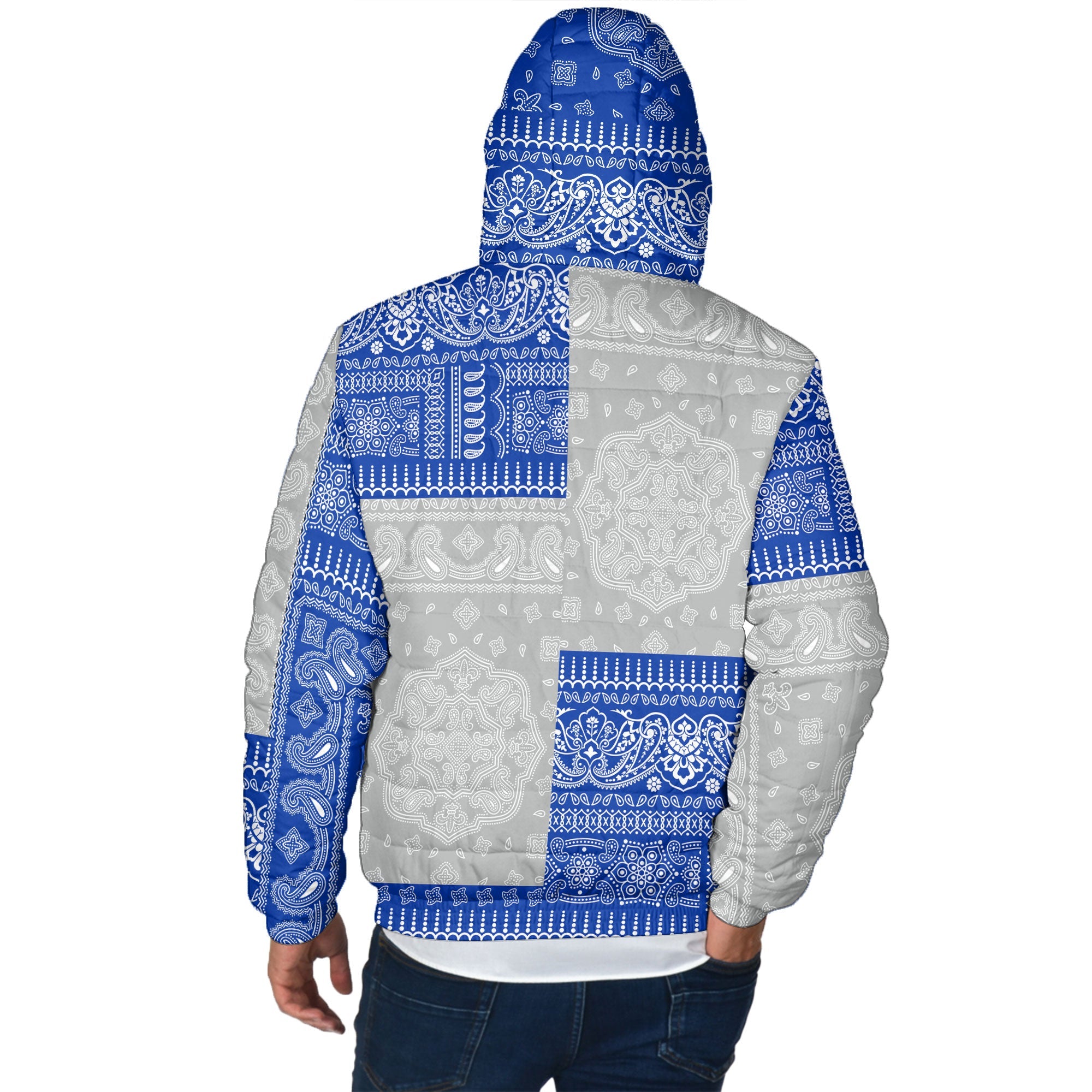 Northern Mariana Islands Men Hooded Padded Jacket Flag And Paisley Basic Style 3