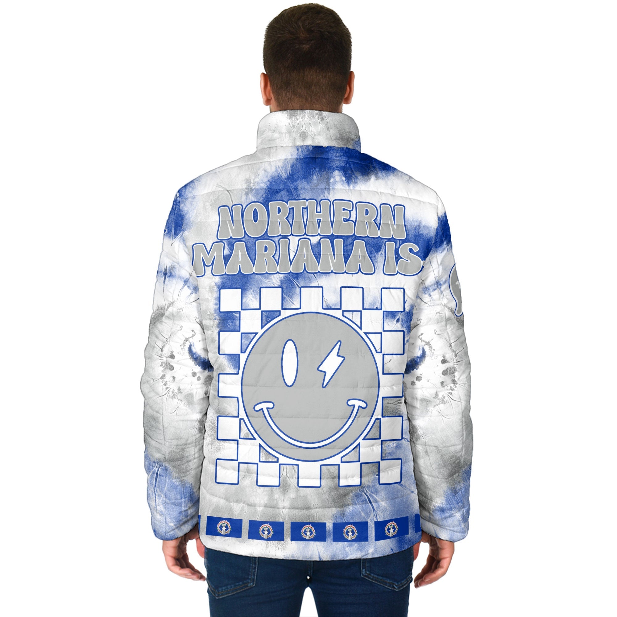 Northern Mariana Islands Men Padded Jacket Custom Tie Dye Style 2