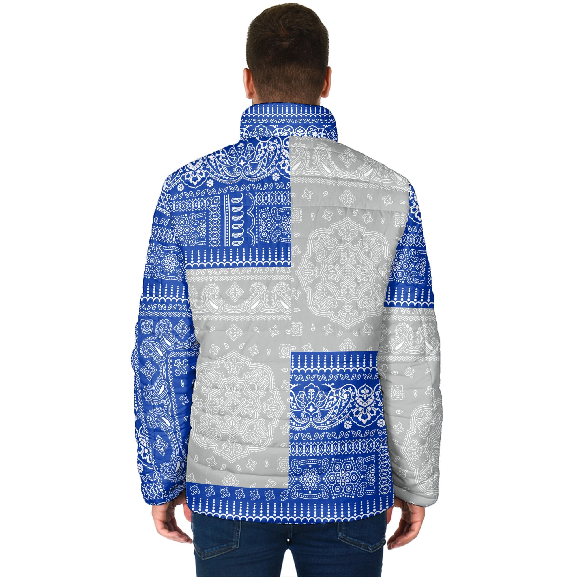 Northern Mariana Islands Men Padded Jacket Flag And Paisley Basic Style 2