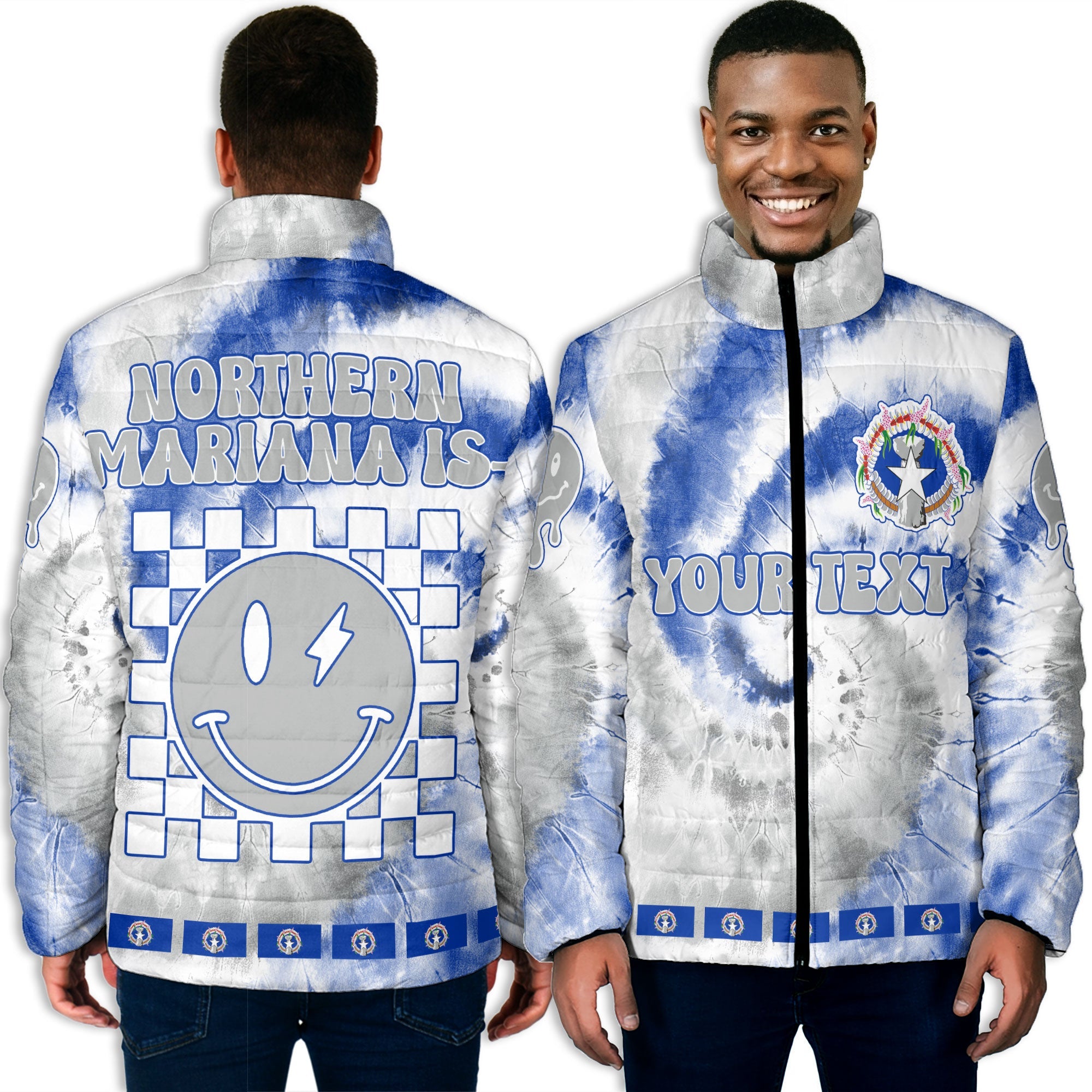 Northern Mariana Islands Men Padded Jacket Custom Tie Dye Style 3