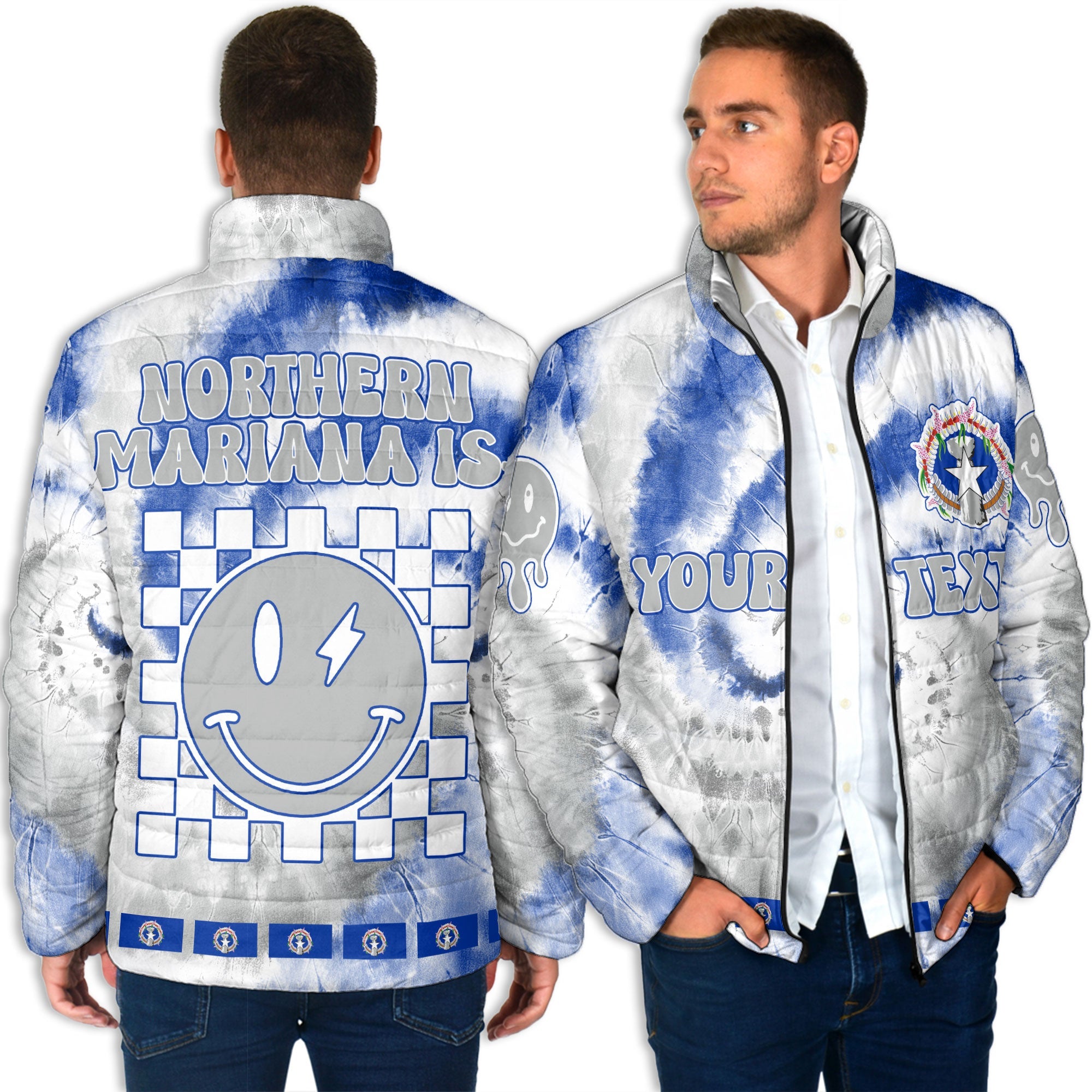 Northern Mariana Islands Men Padded Jacket Custom Tie Dye Style 4