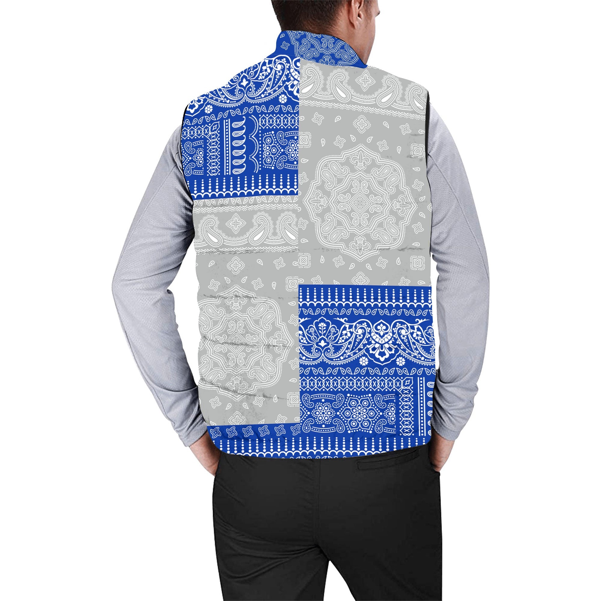 Northern Mariana Islands Men Padded Jacket Vest Flag And Paisley Basic Style 2