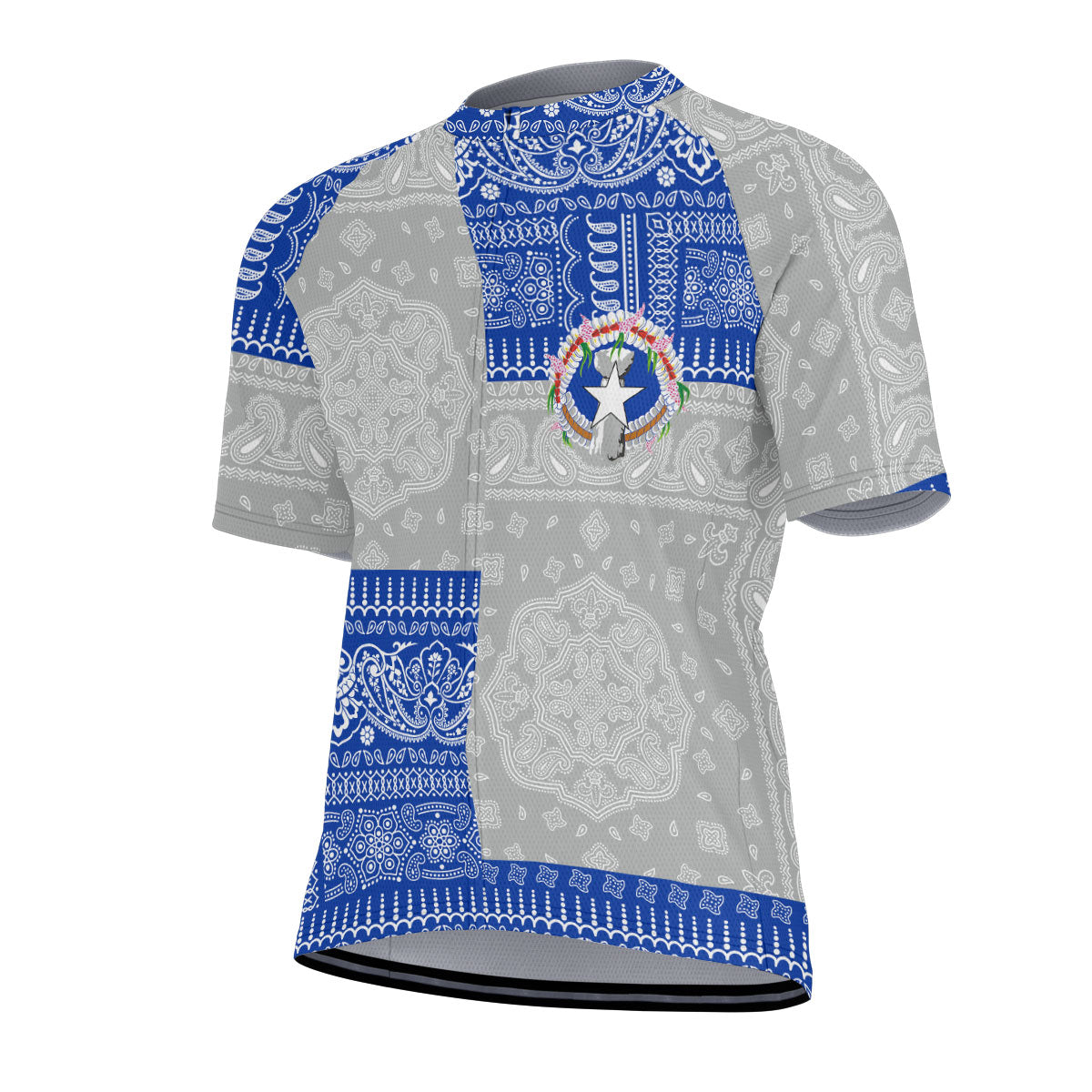 Northern Mariana Islands Men Cycling Jersey Flag And Paisley Basic Style 2