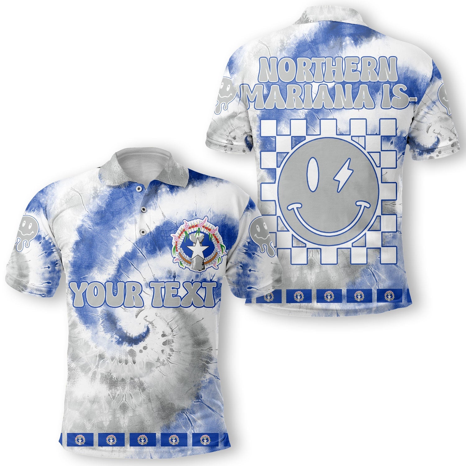 Northern Mariana Islands Polo Shirt Custom Tie Dye Style 1