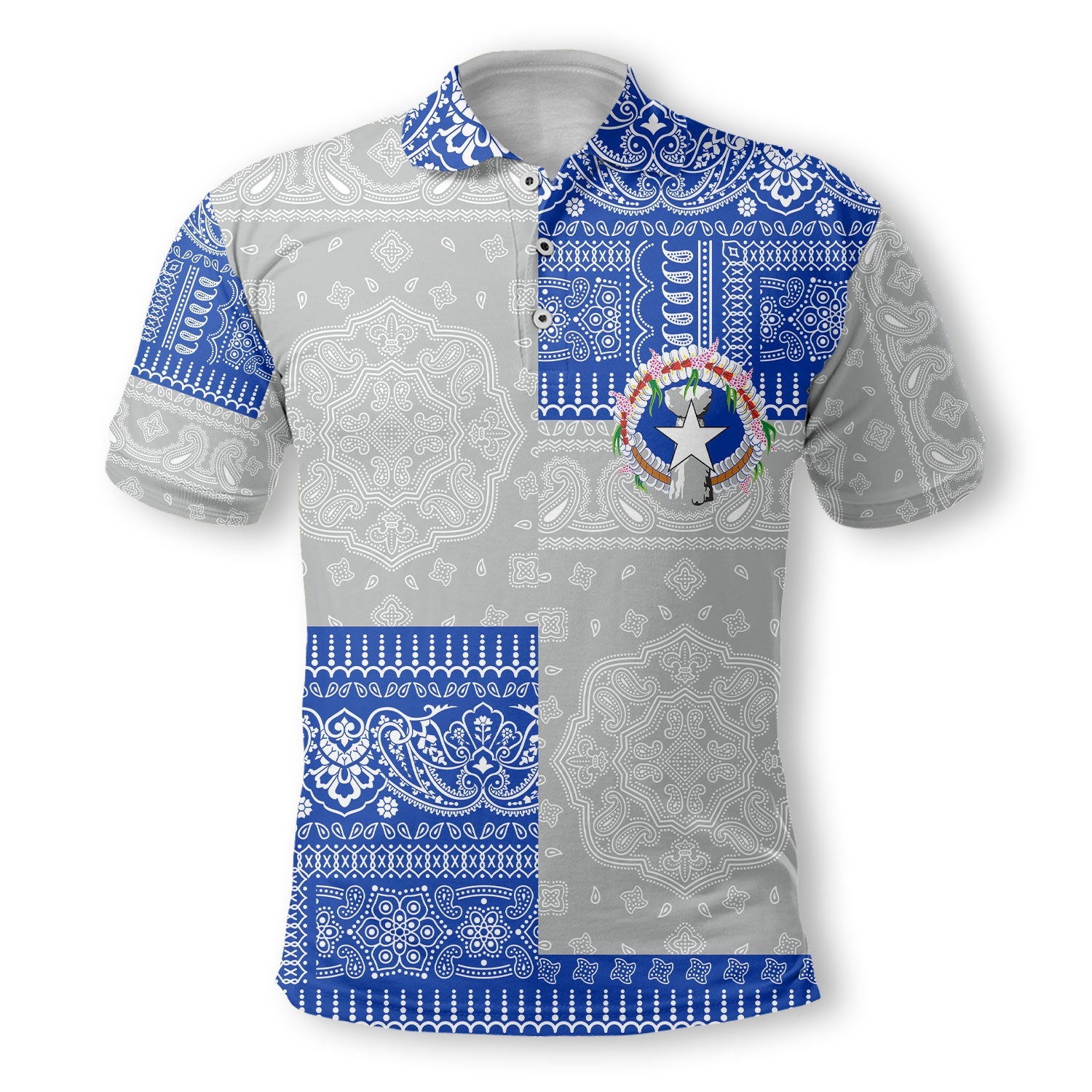 Northern Mariana Islands Polo Shirt Flag And Paisley Basic Style 2