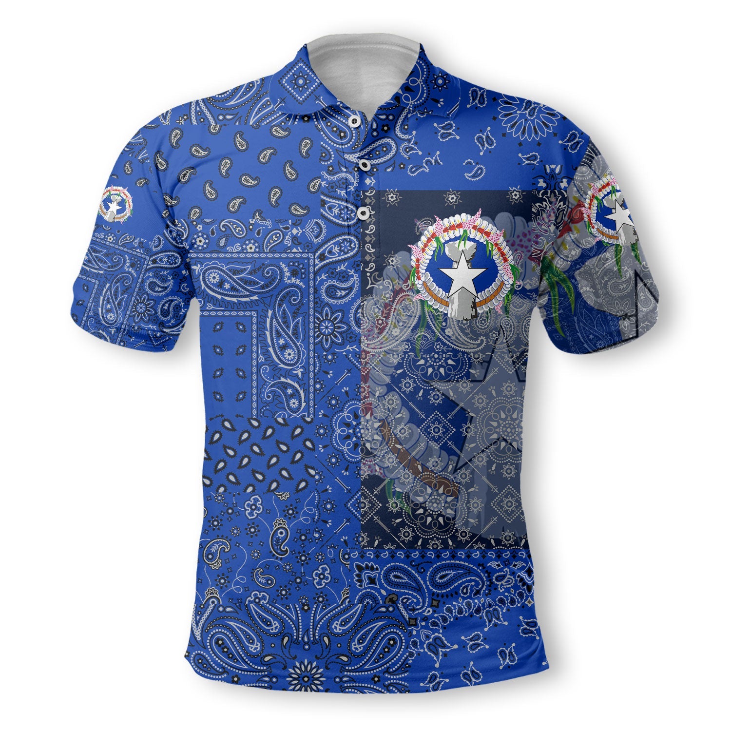 Northern Mariana Islands Polo Shirt Paisley Flag And Skull Style 2