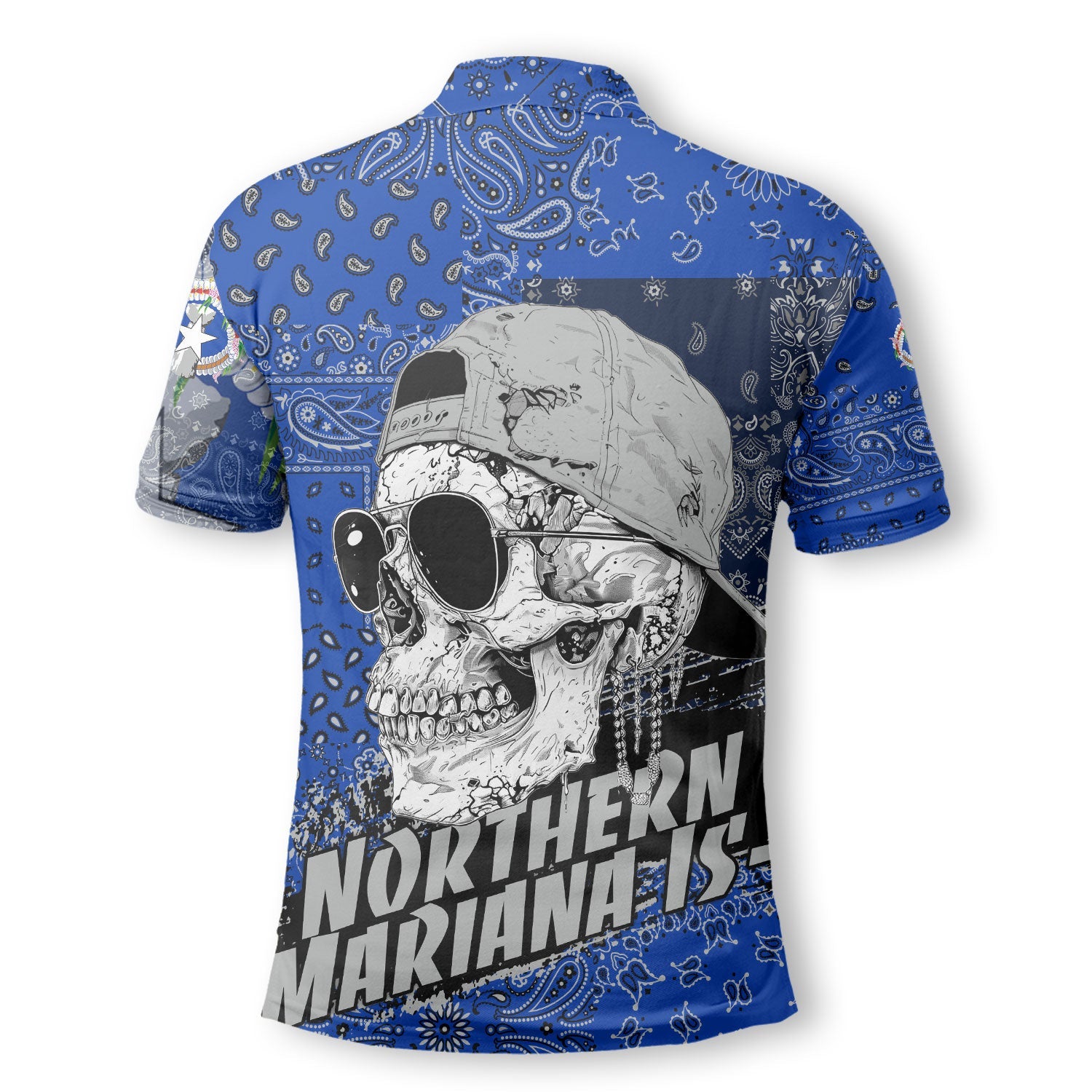 Northern Mariana Islands Polo Shirt Paisley Flag And Skull Style 3