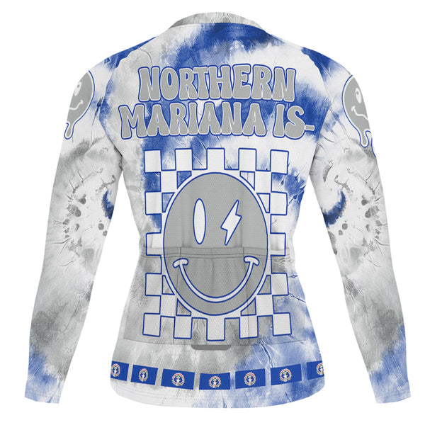 Northern Mariana Islands Raglan Men Cycling Jersey Long Sleeve Custom Tie Dye Style 1