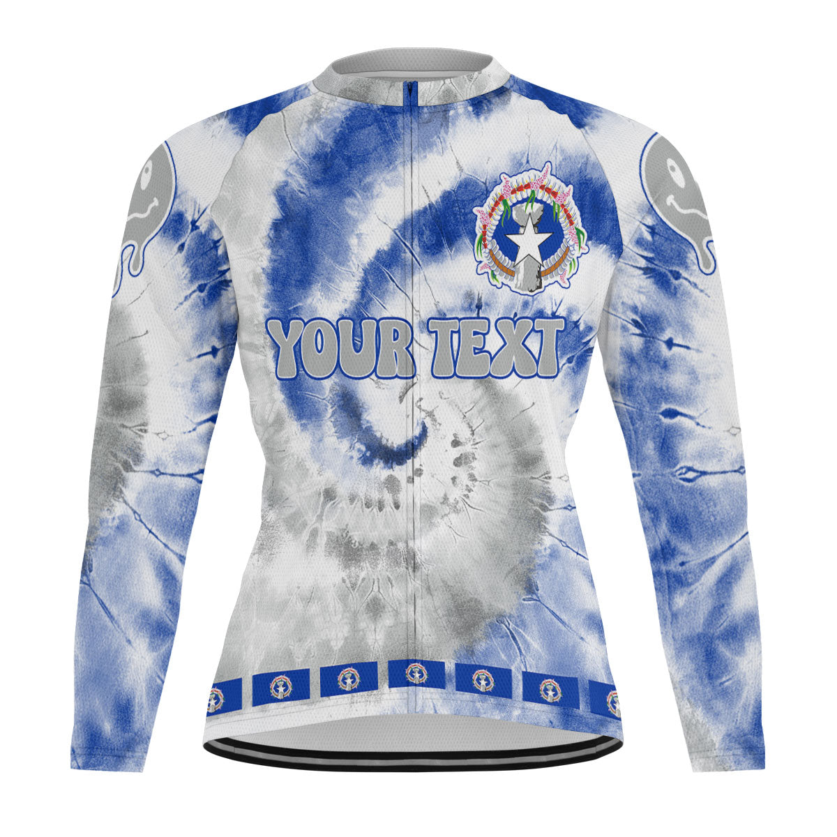 Northern Mariana Islands Raglan Men Cycling Jersey Long Sleeve Custom Tie Dye Style 2