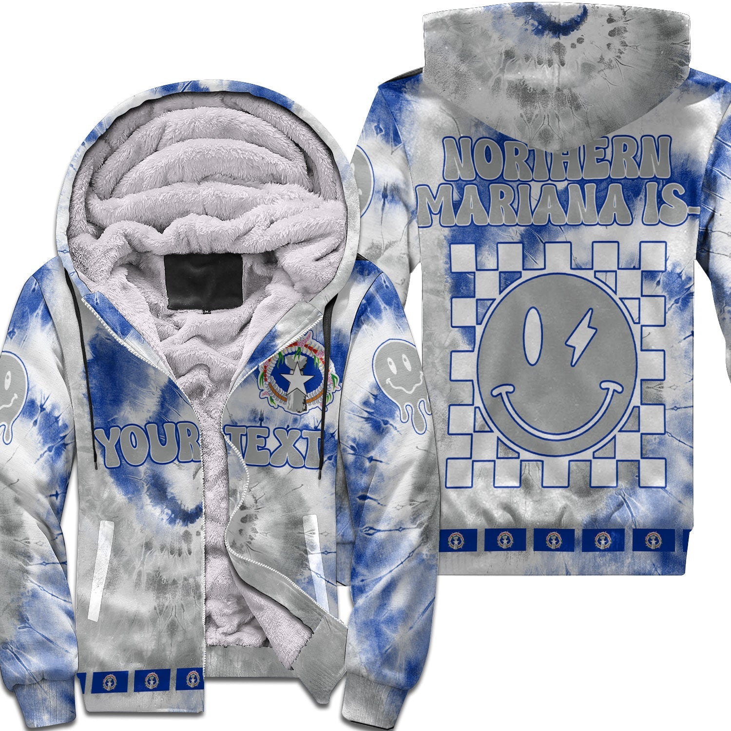 Northern Mariana Islands Sherpa Hoodie Custom Tie Dye Style 1