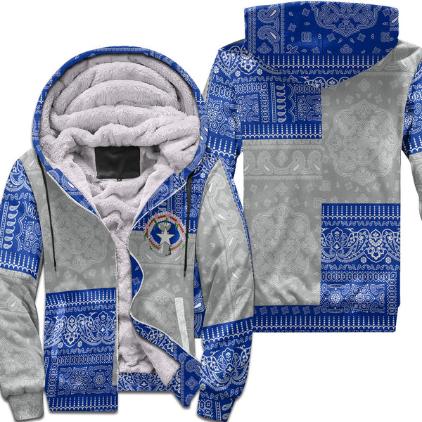 Northern Mariana Islands Sherpa Hoodie Flag And Paisley Basic Style 1