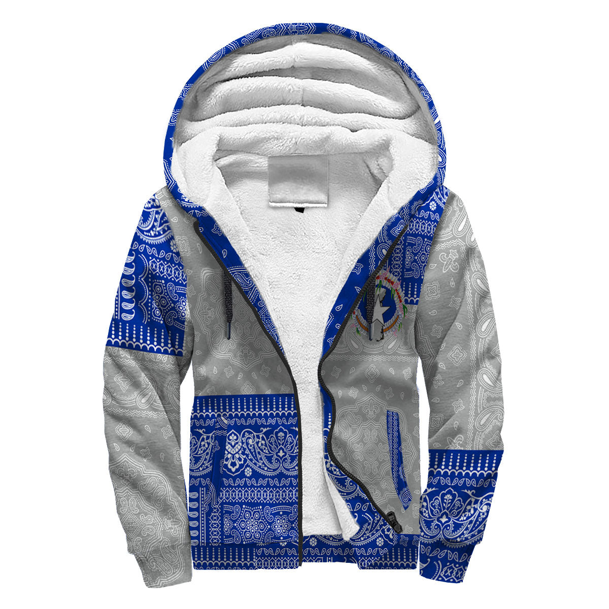 Northern Mariana Islands Sherpa Hoodie Flag And Paisley Basic Style 3