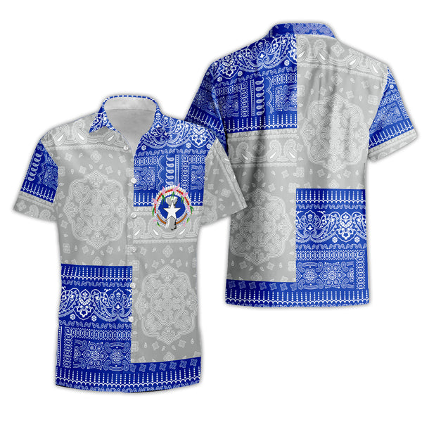 Northern Mariana Islands Short Sleeve Shirt Flag And Paisley Basic Style 1