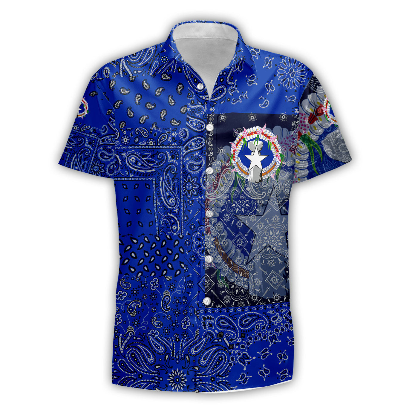 Northern Mariana Islands Short Sleeve Shirt Paisley Flag And Skull Style 1